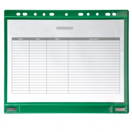 Buste forate - per supporti magnetici ad anelli - A4 - verde - Djois - conf. 5 pezzi