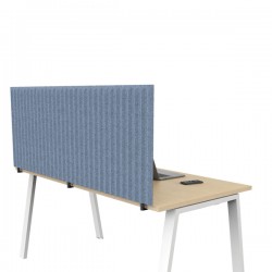 Pannello fonoassorbente per scrivania - 175 x 40 cm - morsetti neri - azzurro
