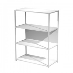 Libreria 4 ripiani Modular - 90 x 44 x 122 cm - struttura metal bianco - bianco