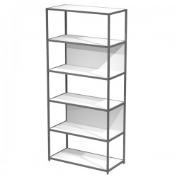 Libreria 6 ripiani Modular - 90 x 44 x 200 cm - struttura metal antracite - bianco