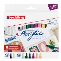 Marcatore permanente acrilico Start Easy Set Nordic - punta tonda fine e media - colori assortiti - Edding - conf. 8 pezzi