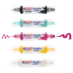 Marcatore permanente acrilico 5400 - doppia punta - colori assortiti - Edding - conf. 5 pezzi