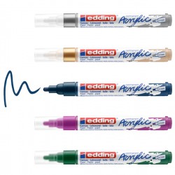 Marcatore permanente acrilico 5100 - punta tonda - da 2 a 3 mm - colori assortiti festa - Edding - conf. 5 pezzi