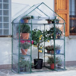Serra Ibicus - 8 ripiani - 140 x 73 x 200 cm - acciaio verniciato/PVC - verde/trasparente - Verdemax