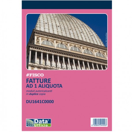 Blocco fatture ad 1 aliquota - 50/2 autoricalcante - 14,8 x 21 cm - DU1641C0000 - Data Ufficio
