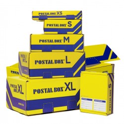 Scatola spedizioni Postal Box - XL - 48 x 30 x 21 cm - giallo/blu - Blasetti