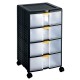 Cassettiera portautensili modulare Store-Age - 4 cassetti - con maniglia e ruote - 39,1 x 39 x 62,9 cm - PPL - trasparente/nero 