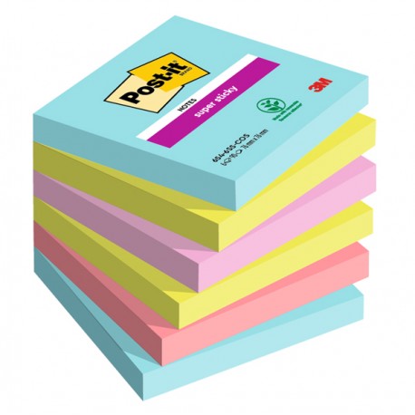 Blocco Post-it Super Sticky - 654-6SS-COS - 76 x 76 mm - colori Cosmic - 90 fogli - Post-it - conf. 6 pezzi