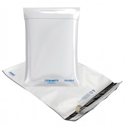 Sacchetto Polyself - per corrieri - A5 - 17 x 22,5 cm - PE - bianco/grigio - Blasetti - conf. 250 pezzi