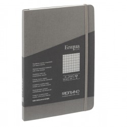 Taccuino Ecoqua Plus - con elastico - rilegatura cucita - A5 - 5 mm - 80 fogli - artracite - Fabriano
