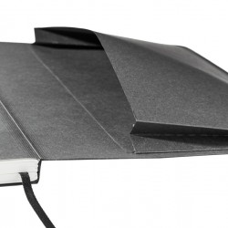 Taccuino Ecoqua Plus - con elastico - rilegatura cucita - A5 - 5 mm - 80 fogli - nero - Fabriano