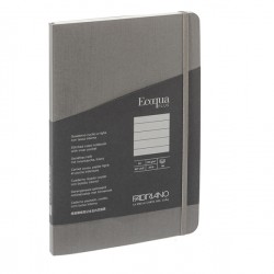 Taccuino Ecoqua Plus - con elastico - rilegatura cucita - A5 - 5 mm - 80 fogli - righe - artracite - Fabriano