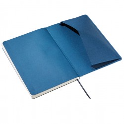 Taccuino Ecoqua Plus - con elastico - rilegatura cucita - A5 - 5 mm - 80 fogli - righe - blu scuro - Fabriano