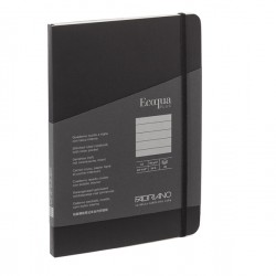 Taccuino Ecoqua Plus - con elastico - rilegatura cucita - A5 - 5 mm - 80 fogli - righe - nero - Fabriano
