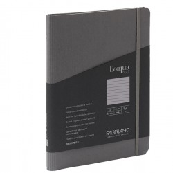 Taccuino Ecoqua Plus - con elastico - spiralato - A5 - 70 fogli - righe - antracite - Fabriano
