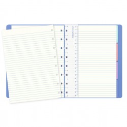 Notebook - con elastico - copertina similpelle - A5 - 56 pagine - a righe - blu pastello - Filofax