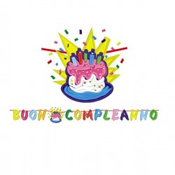 Festone Buon compleannoTorta - in cartoncino - 6 mt - Big Party