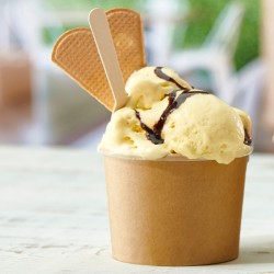 Coppetta gelato monouso - rotonda - diametro 9,5 cm - 240 ml - carta - avana - Leone - conf. 1000 pezzi