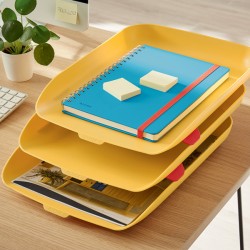 Kit tripla vaschetta portacorrispondenza Cosy - giallo - Leitz