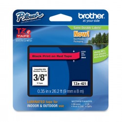 Brother - Nastro - Nero/Rosso - TZE421 - 9mm x 8mt