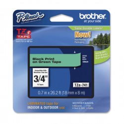 Brother - Nastro - Nero/Verde - TZE741 - 18mm x 8mt