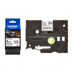Brother - Nastro laminato flessibile - Nero / Bianco - TZEFX211 - 6mm x 8mt