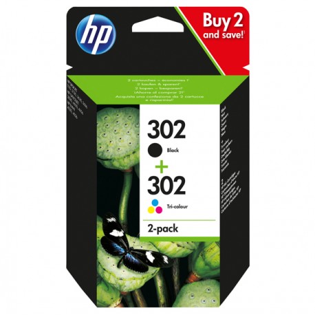 Hp - Confezione 2 cartucce originale- Hp 302 - C/M/Y/K - X4D37AE - C/M/Y 165 pag / K 190 pag