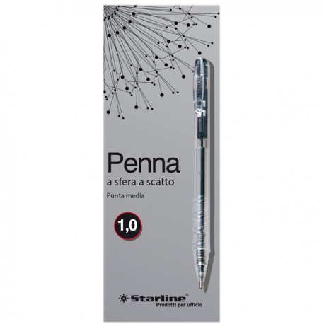 Penna a sfera a scatto - punta 1,0mm - nero - Starline - conf. 20 pezzi