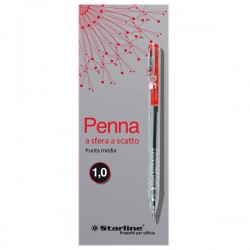 Penna a sfera a scatto - punta 1,0mm - rosso - Starline - conf. 20 pezzi