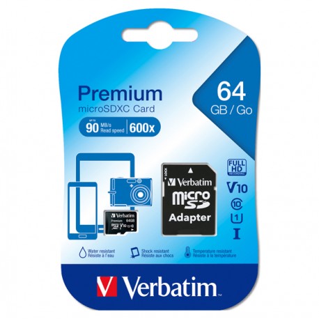 Verbatim - Micro SDXC Classe 10 fino a 45mb/sec - 44084 - 64GB