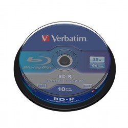 Verbatim - Scatola 10 DVD Blu Ray BD-R SL - Jewel Case - Bianco/Blu - 43742 - 25GB