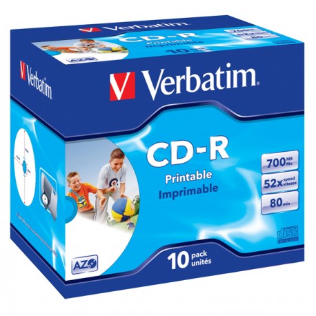 Verbatim - Scatola 10 CD-R DataLife Plus - Jewel Case - 1X-52X - stampabile inkjet - 43325 - 700MB