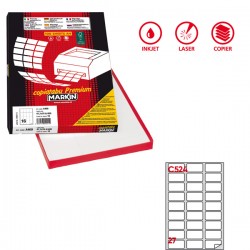 Etichette adesive C/524 - in carta - permanenti - 56 x 28 mm - 27 et/fg - 100 fogli - bianco - angoli tondi - Markin