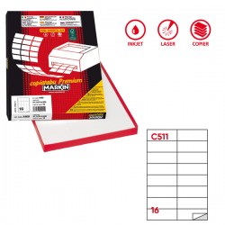 Etichette adesive C/511 - in carta - permanenti - 105 x 37,12 mm - 16 et/fg - 100 fogli - bianco - Markin