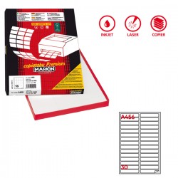 Etichette adesive A/456 - in carta - permanenti - 100 x 17 mm - 30 et/fg - 100 fogli - bianco - angoli tondi - Markin