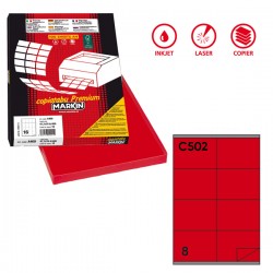 Etichette adesive C/502 - in carta - permanenti - 105 x 72 mm - 8 et/fg - 100 fogli - rosso - Markin