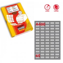 Etichette adesive A/400 - in carta - permanenti - 38,1 x 21,2 mm - 65 et/fg - 100 fogli - argento - angoli tondi - x laser - Mar
