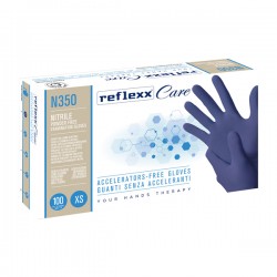 Guanti nitrile ipoallergenici N350 - senza acceleranti - taglia XS - blu - Reflexx - conf. 100 pezzi