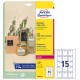 Cartellino stampabile resistente - plastica 190 µ - laser - 50 x 50 mm - 15 cart/fg - 10 fogli - bianco - Avery