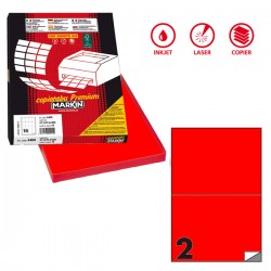 Etichette adesive C/509 - in carta - permanenti - 210 x 148,5 mm - 2 et/fg - 100 fogli - rosso fluo - Markin