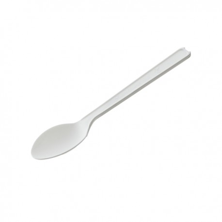 Cucchiaino monouso in CPLA - 12,5 cm - bianco - Leone - conf. 50 pezzi