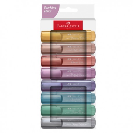 Evidenziatore Textliner 46 - punta a scalpello - tratto 1,0-3,0-5,0 mm - colori assortiti metallic - Faber-Castell - astuccio 8 