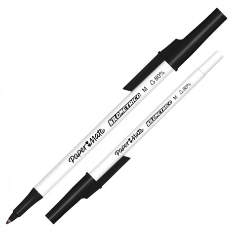 Penna sfera - cappuccio - Kilometrico Recycled - punta 1,0 mm - nero - Papermate