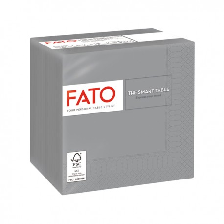 Tovagliolo - carta - 24 x 24 cm - 2 veli - grigio - Fato - conf. 100 pezzi