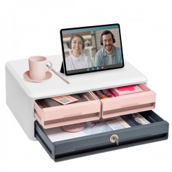 Cassettiera Moov'up 9-021S Mineral con serratura - 2 cassetti piccoli + 1 grande - 37 x 27,45 x 14,6 cm - multicolore - Cep