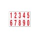 Numeri adesivi da 0 a 9 - in PVC - 70 x 124 mm - 10 et/fg - 1 foglio - rosso/bianco