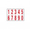 Numeri adesivi da 0 a 9 - in PVC - 56 x 99 mm - 10 et/fg - 1 foglio - rosso/bianco