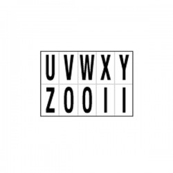 Lettere adesive da U a Z - in PVC - 56 x 99 mm - 10 et/fg - 1 foglio - nero/bianco