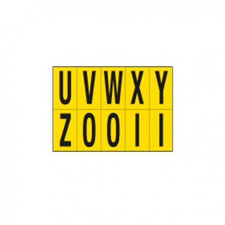 Lettere adesive da U a Z - in PVC - 70 x 124 mm - 10 et/fg - 1 foglio - nero/giallo