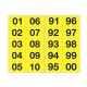 Numero adesivo da 01 a 99 - 44 x 34 mm - 10 et/fg - 10 fogli - nero/giallo